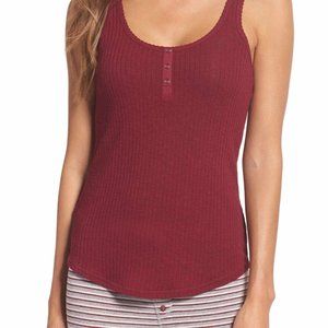 PJ Salvage Burgundy Henley Ribbed Tank
